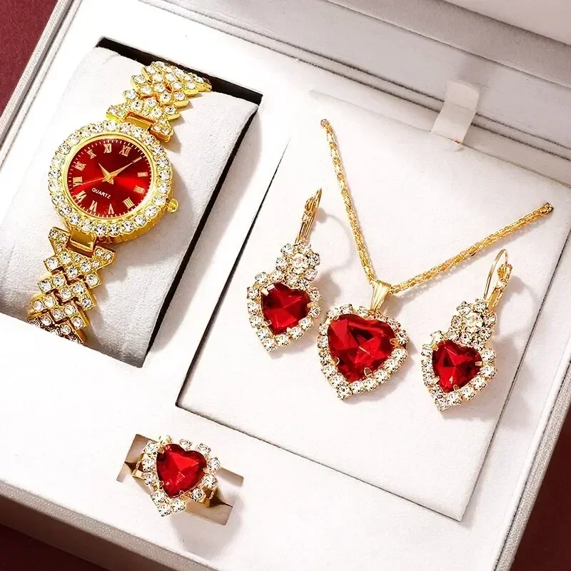Jewelry Watches Gold - Golden Luxury Watch Women Ring Necklace