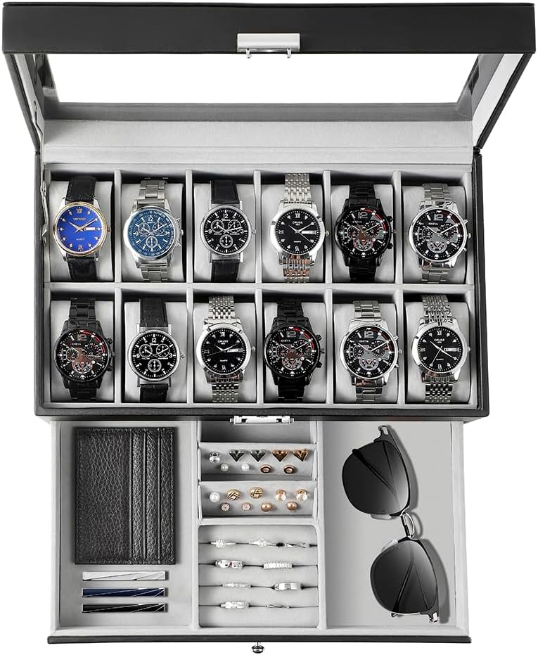 Jewelry With Watches - Watch Box Organizer for Men Gift,