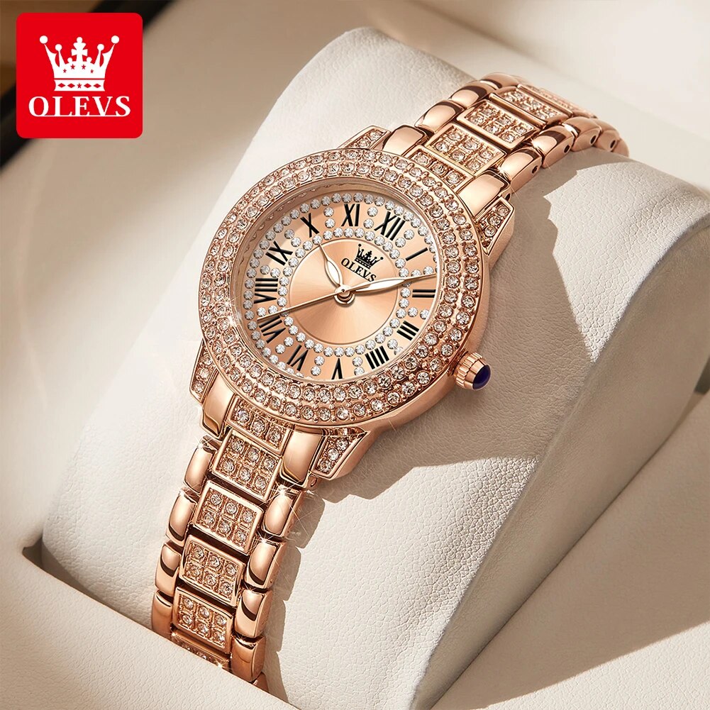 OLEVS 9943 Luxury All Diamond  - огляд і ціна Jewelry Watches Gold