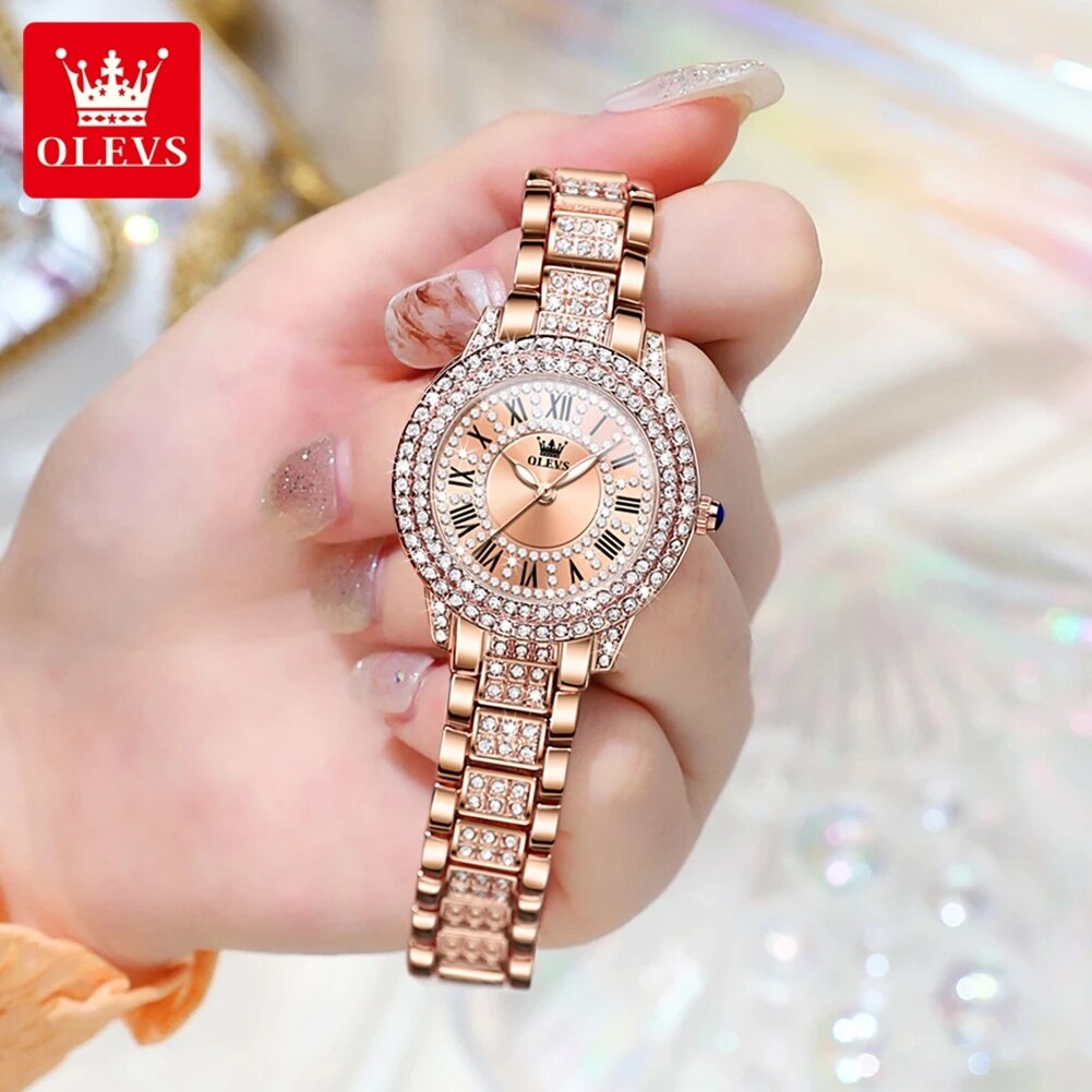 OLEVS 9943 Luxury All Diamond  - огляд і ціна Jewelry Watches Gold