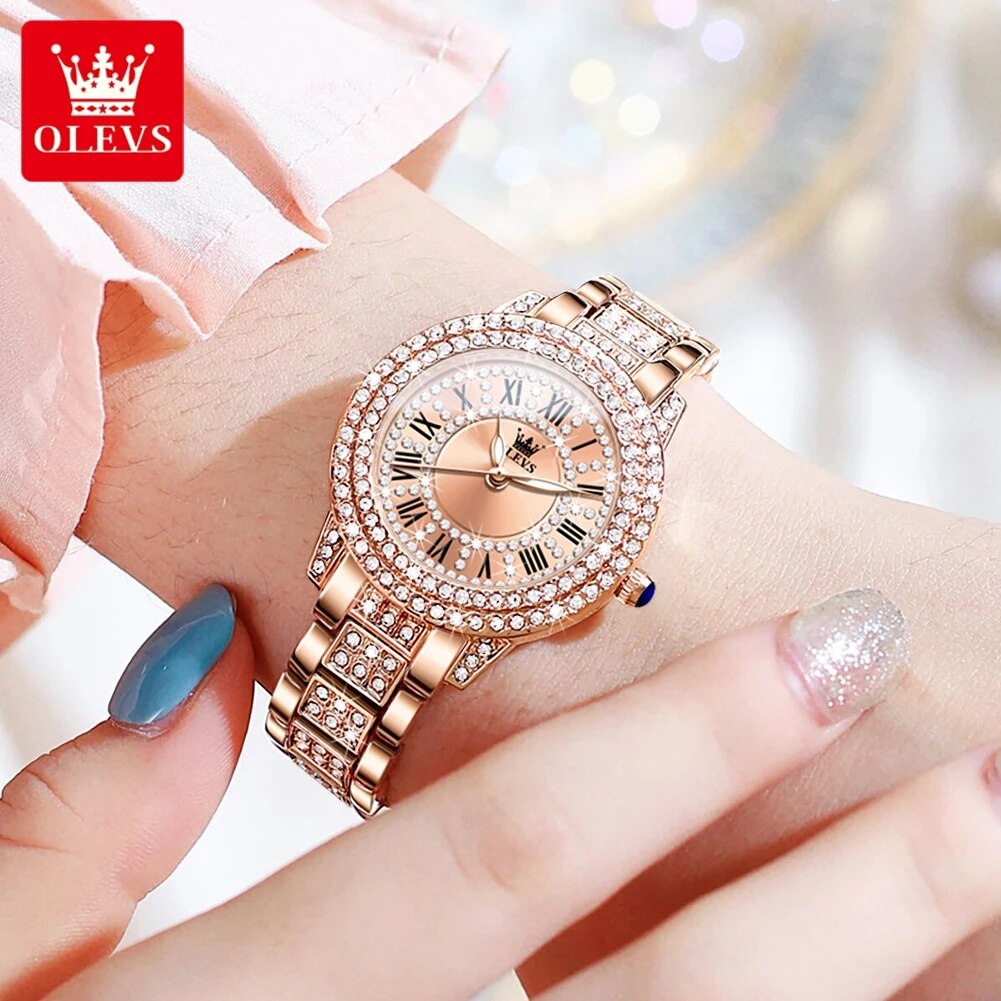 OLEVS 9943 Luxury All Diamond  - огляд і ціна Jewelry Watches Gold
