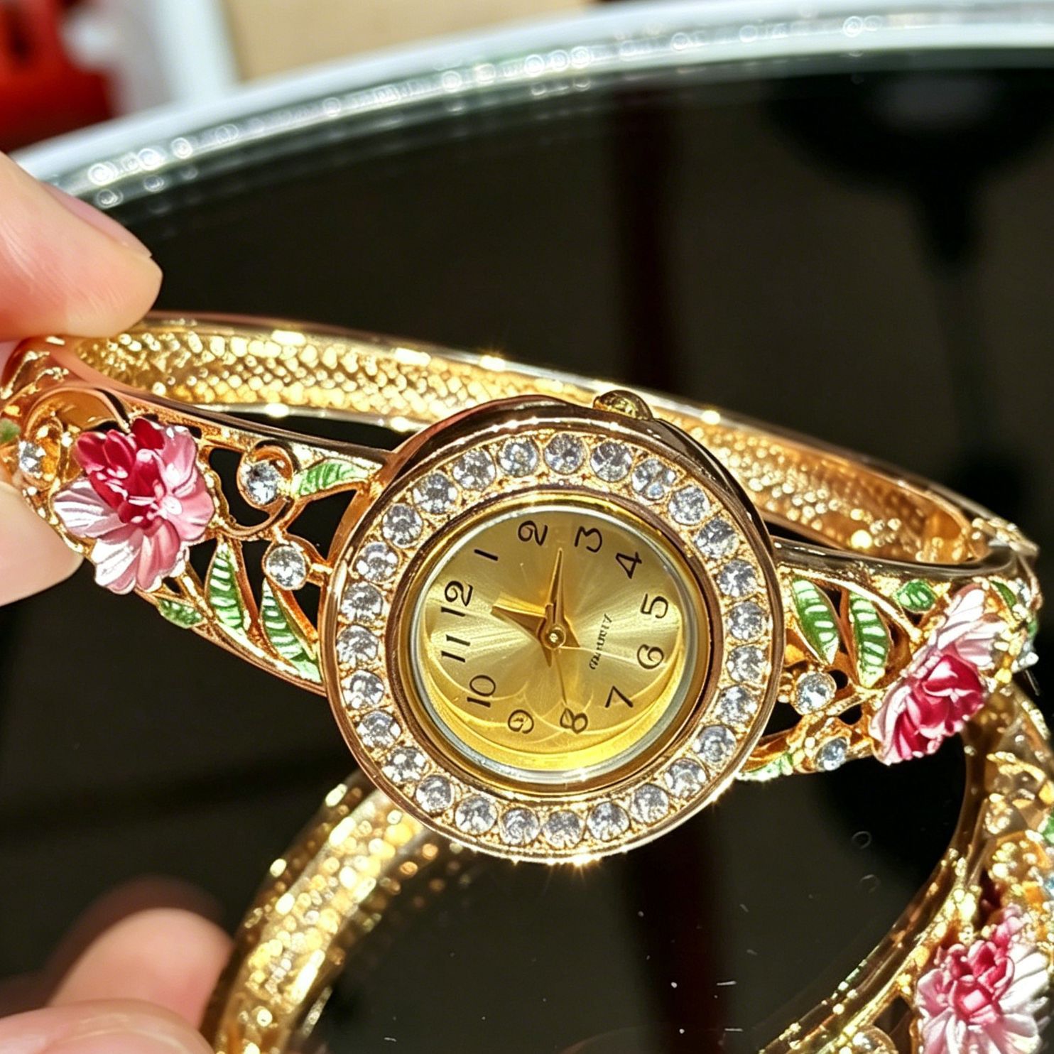 Vintage Gold Enamel Flower Wri - огляд і ціна Jewelry Watches For Ladies