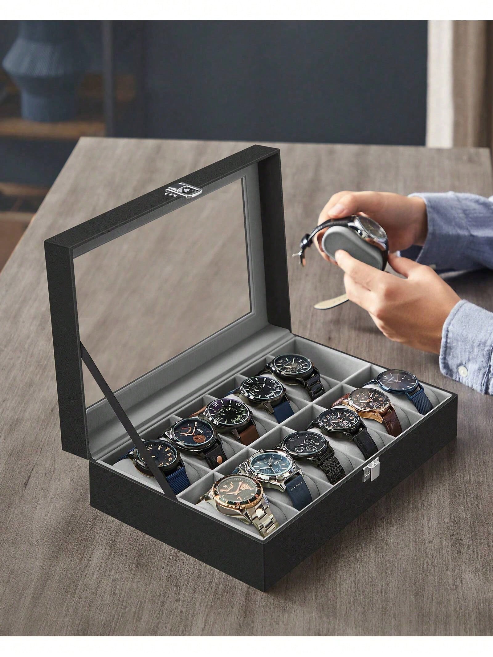 12-Slot Lockable Watch Box wit - огляд і ціна Jewelry With Watches