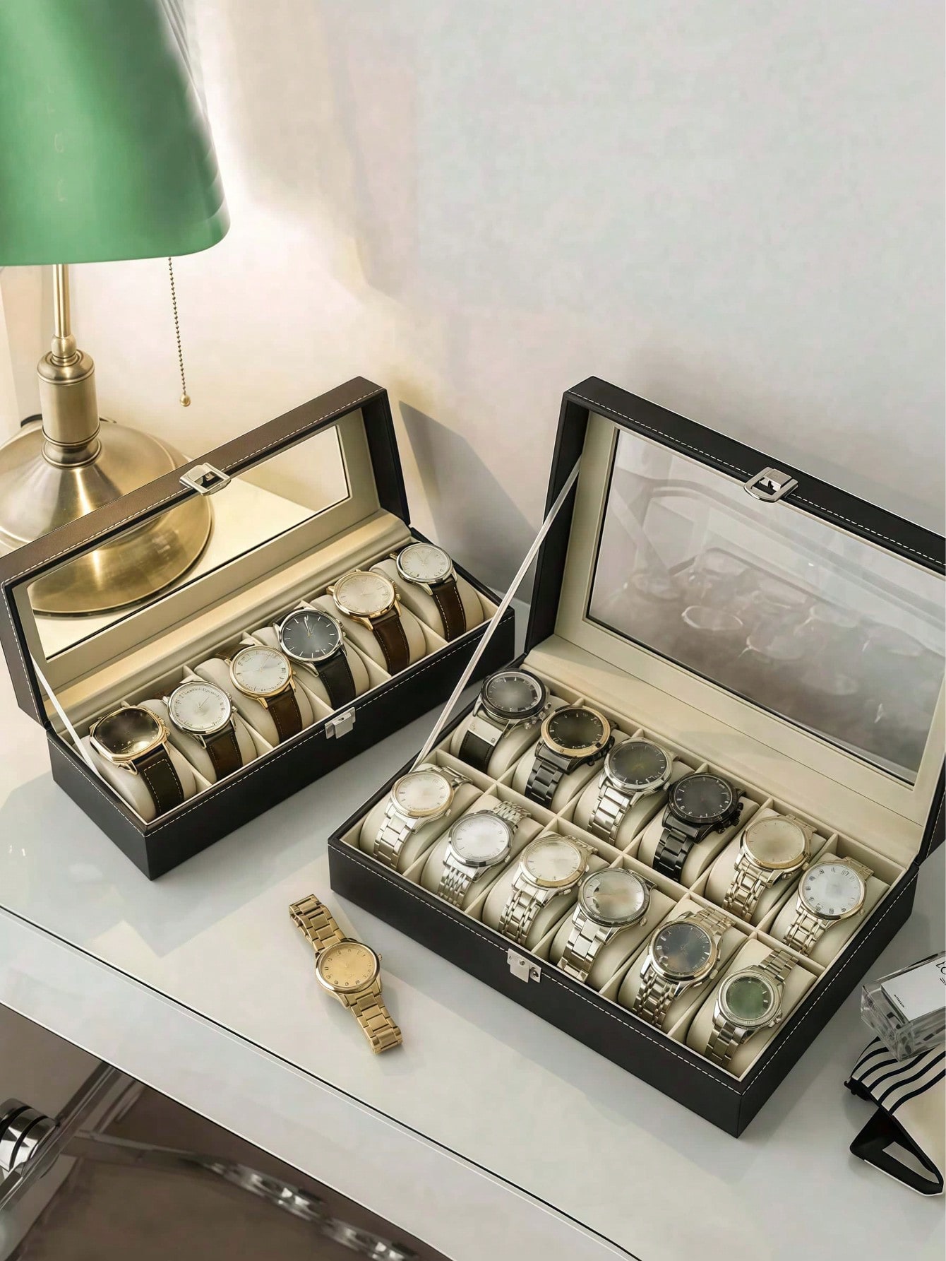 Leather Watch Box with Lock, L - огляд і ціна Jewelry With Watches
