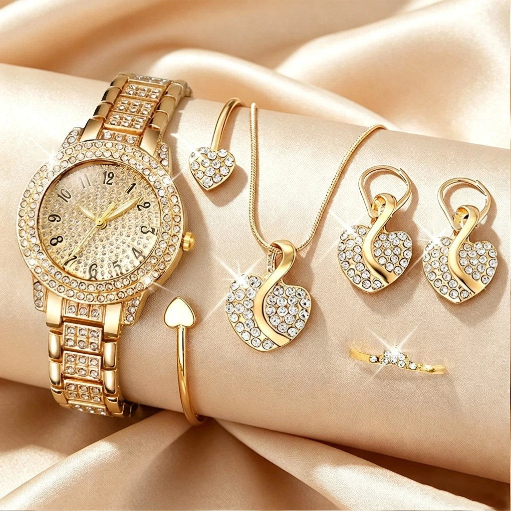 6PCS Fashion Rhinestone Women  - огляд і ціна Jewelry Watches For Ladies