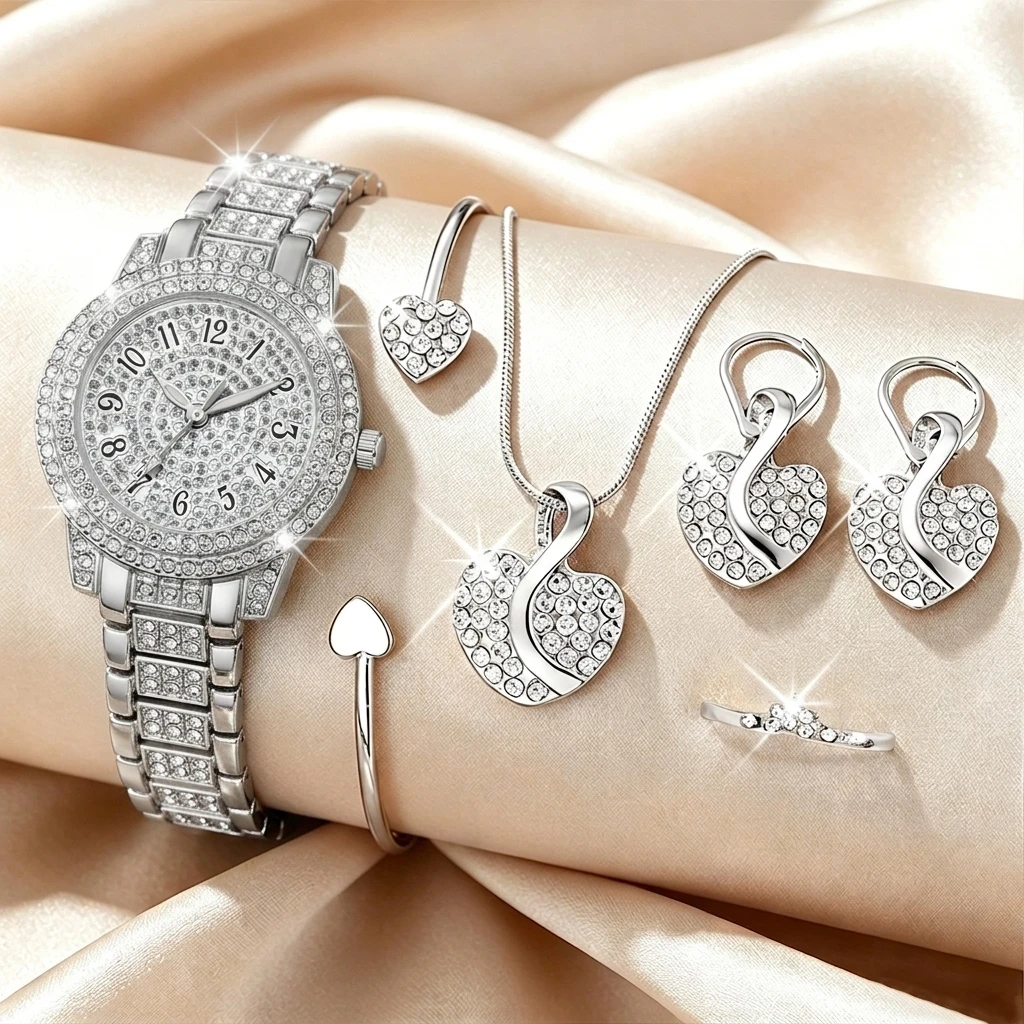 6PCS Fashion Rhinestone Women  - огляд і ціна Jewelry Watches For Ladies