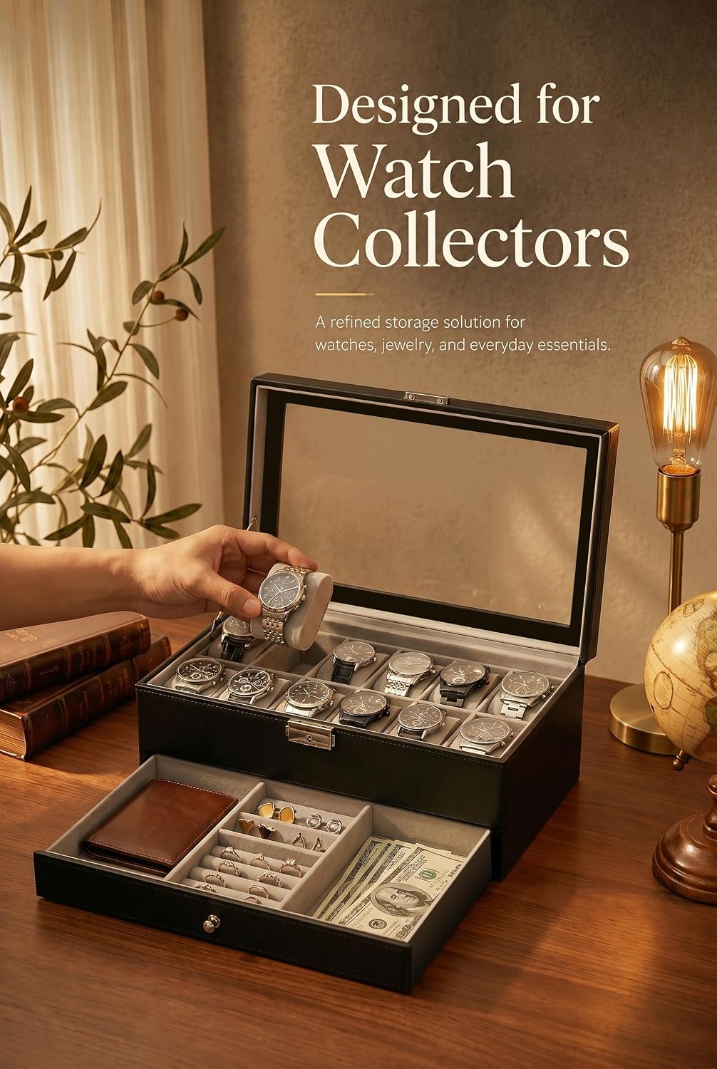Watch Box Organizer for Men Gi - огляд і ціна Jewelry With Watches