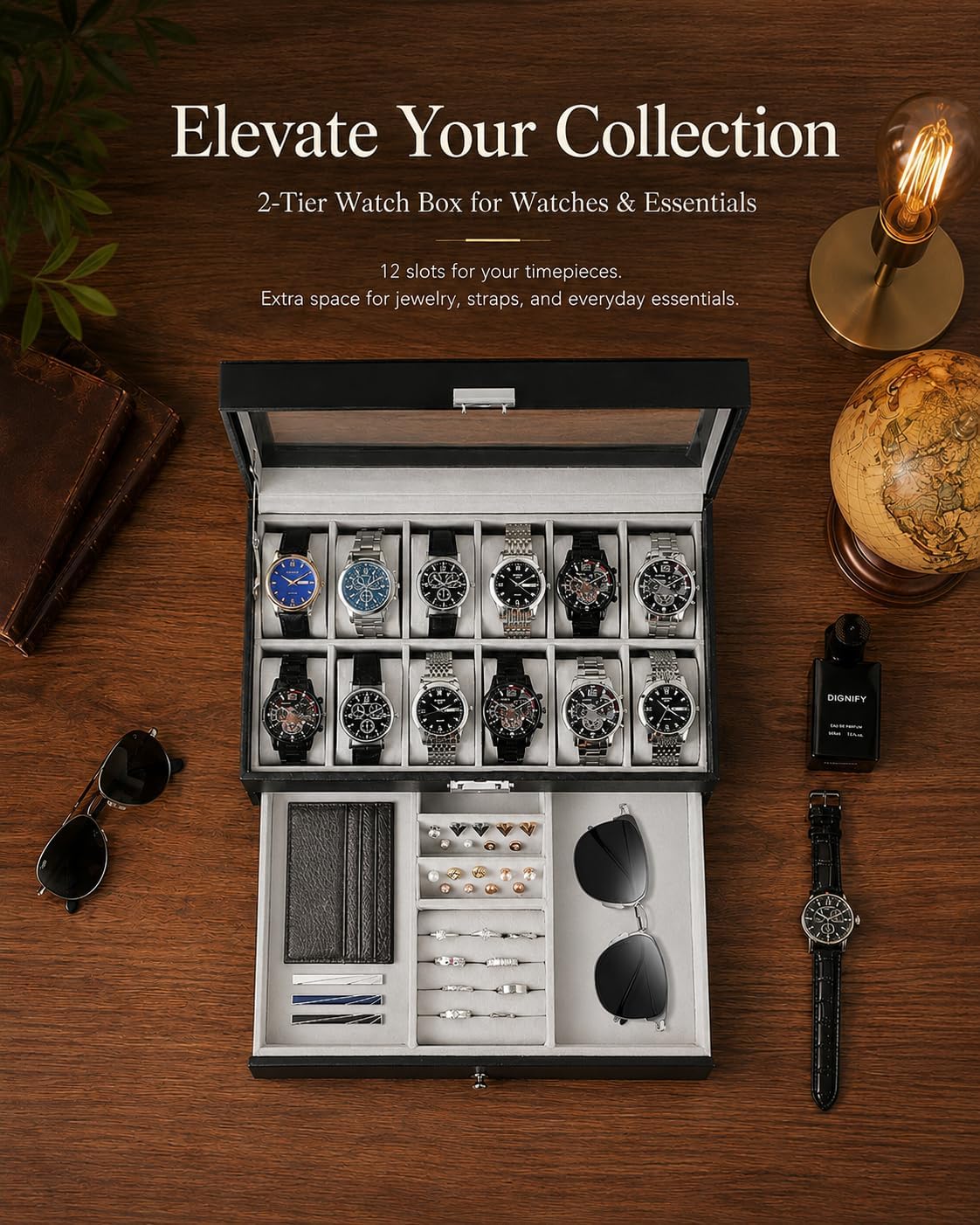 Watch Box Organizer for Men Gi - огляд і ціна Jewelry With Watches