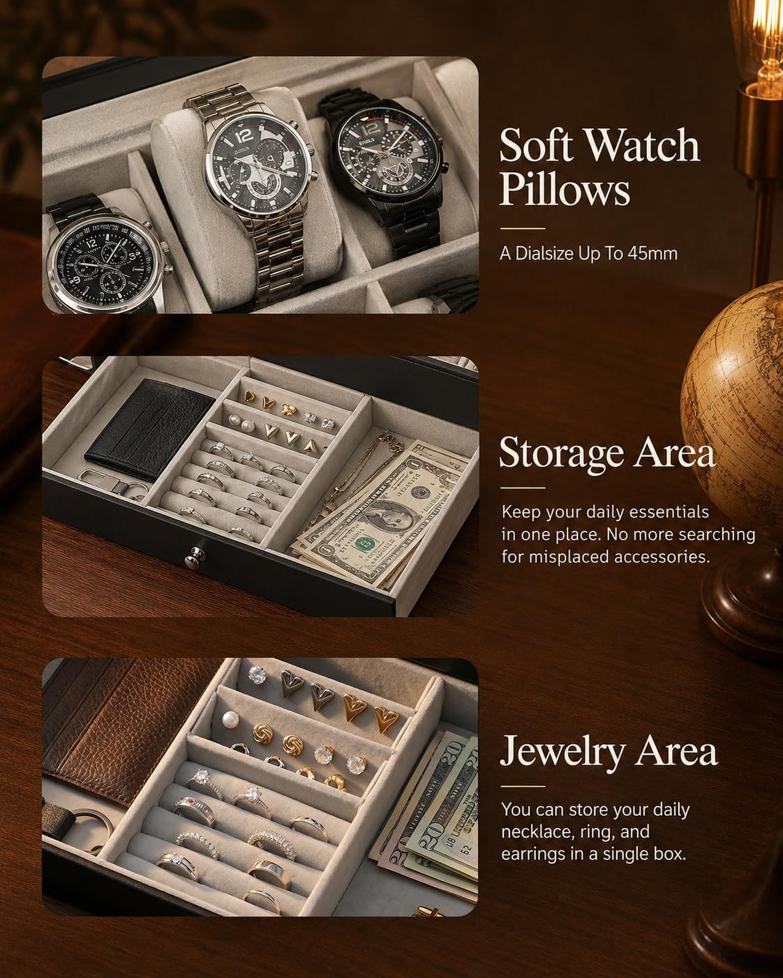 Watch Box Organizer for Men Gi - огляд і ціна Jewelry With Watches