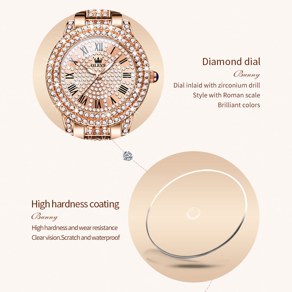 OLEVS 9943 Luxury All Diamond  - огляд і ціна Jewelry Watches Gold